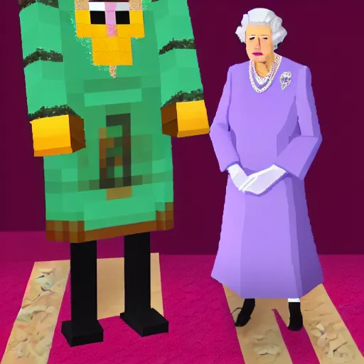 Image similar to queen elizabeth as a minecraft skin