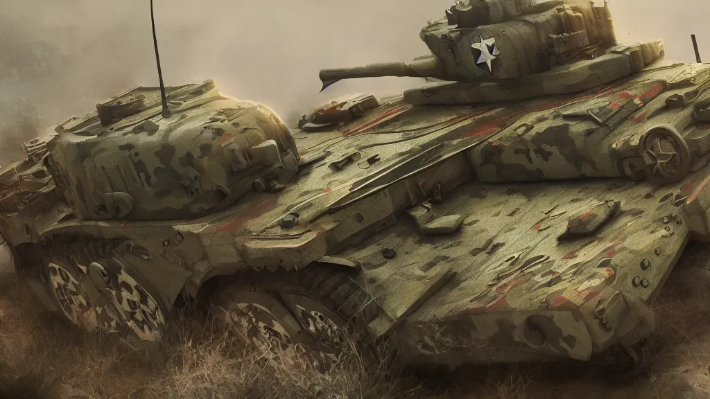 Image similar to portrait of wwii tank with amusement park camouflage paint, hyperdetailed texture, beautiful octane lighting, trending on artstationhq, futuristic concept art