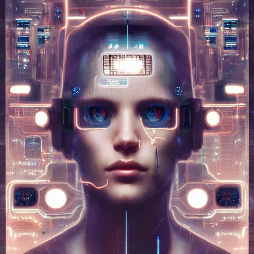 Image similar to a face covered in computer circuits, scifi, bladerunner, cyberpunk, very detailed eyes, 8 k resolution, by wlop, greg rutkowski