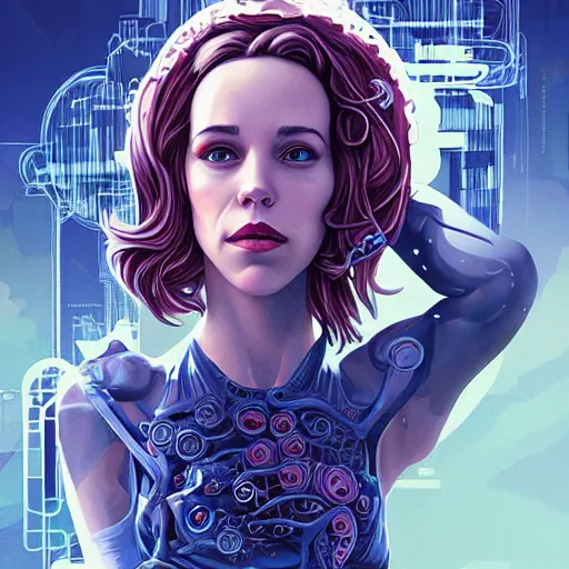 Image similar to Lofi BioPunk portrait rachel mcadams with a octopus Pixar style by Tristan Eaton Stanley Artgerm and Tom Bagshaw