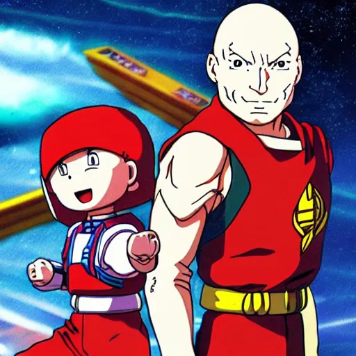 Image similar to captain picard as an anime protagonist, akira toriyama style, manga, 8 k, hyper detailed,