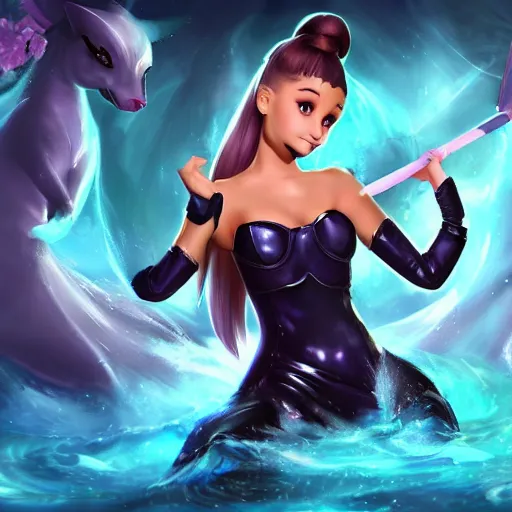 Prompt: Ariana Grande, league of legends splash art