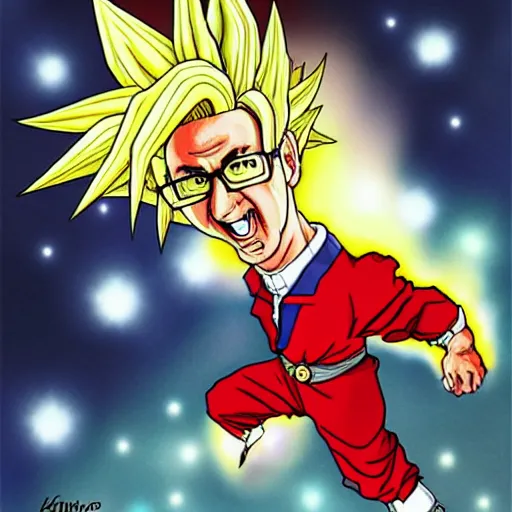 Image similar to François hollande transforming into super saiyan, drew by akira toryama