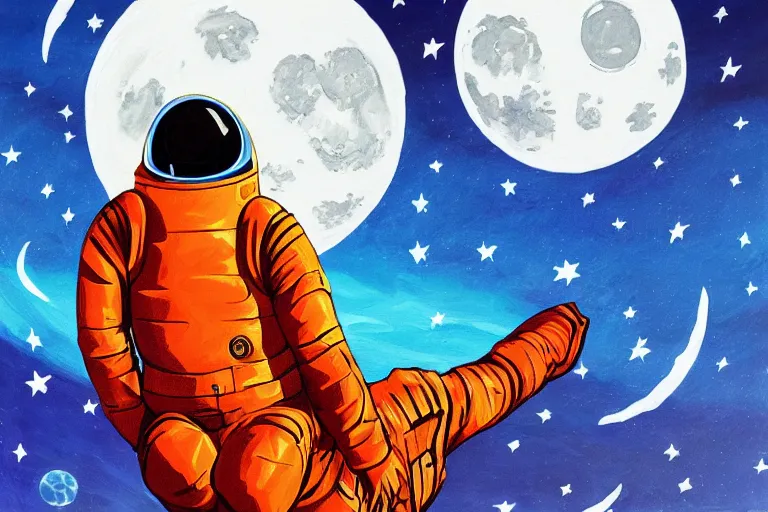 Image similar to an astronaut laying on mars in the style of flooko, acrylic art, detailed, moonlight,