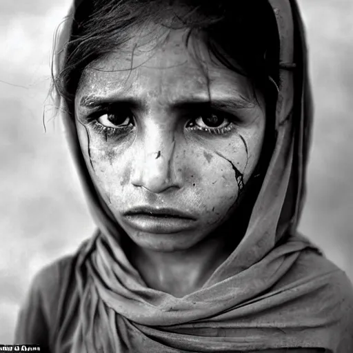 Image similar to the haunting expression, a mixture of pain and resilience, of a child thought to be around 1 2, was dubbed the afghan girl. she became a symbol of war, displacement and defiance after american photographer steve mccurry captured her image in a refugee camp in peshawar, on the afghanistan - pakistan border