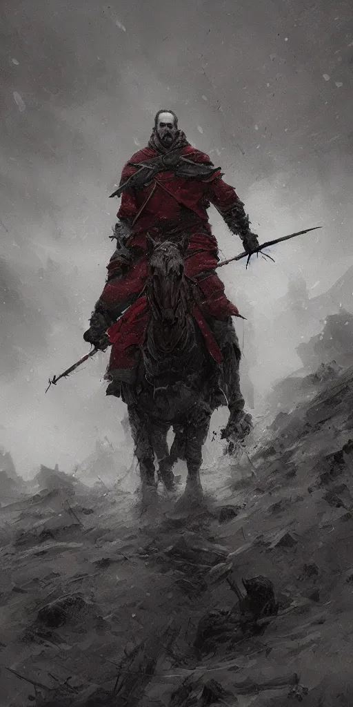 Image similar to stannis baratheon, artstation, jakub rozalski, high detail, dramatic lighting