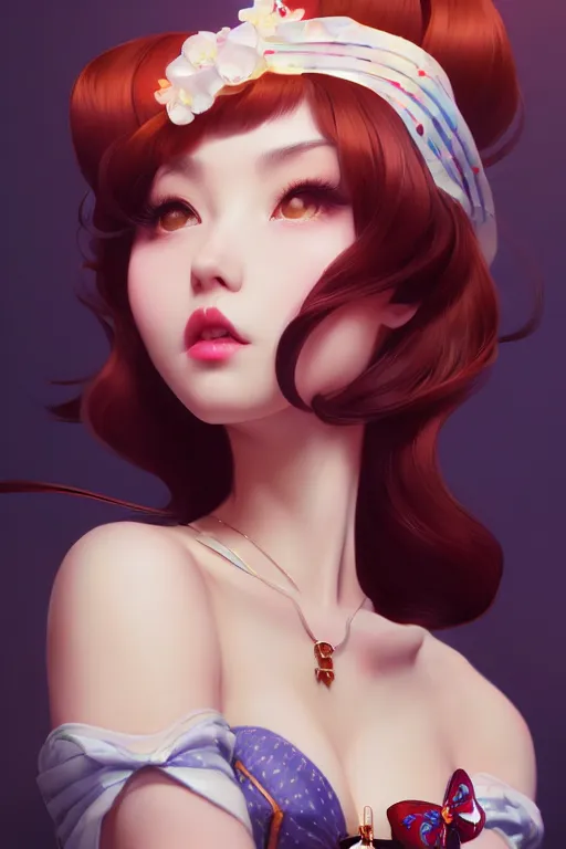 Image similar to a pin up and beautiful fashion charming dreamlke japan girl with lv jewelry, character art, art by artgerm lau and wlop and and ilya kuvshinov and john singer sargent, hyperdetailed, 8 k realistic, symmetrical, frostbite 3 engine, cryengine, dof, trending on artstation, digital art