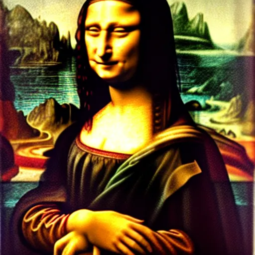 Prompt: Marcel Duchamp as the Mona Lisa, Leonardo Da Vinci, Courtesy of Louvre, Dada