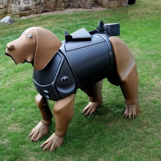 Image similar to hybrid of a cyborg dog and a stone golem.