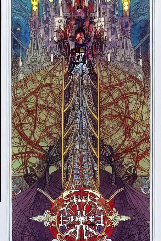 Prompt: !dream castle by Philippe Druillet and Mucha