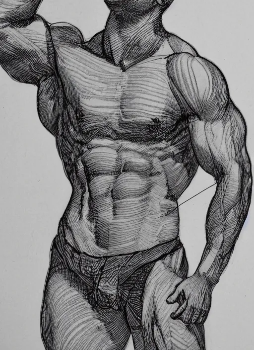 Image similar to line drawing of the absolute ideal male physique