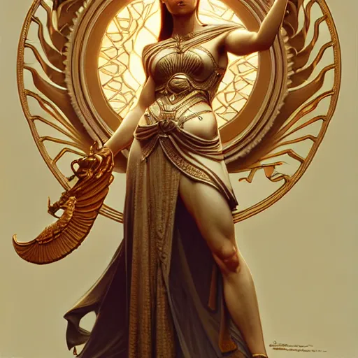 Image similar to ultra realistic illustration, a statue of a glorious goddess athena, intricate, elegant, highly detailed, digital painting, artstation, concept art, smooth, sharp focus, illustration, art by artgerm and greg rutkowski and alphonse mucha