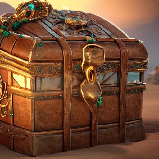 Prompt: island inside of a treasure chest with ornate details, unreal engine, ultradetailed, trending on artstation, devianart, cgsociety, amazing details