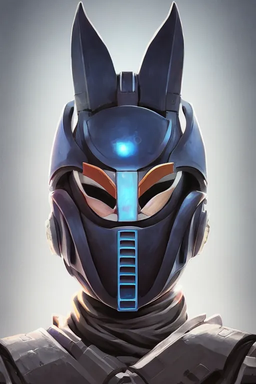 Image similar to epic mask helmet robot ninja portrait stylized as fornite style game design fanart by concept artist gervasio canda, behance hd by jesper ejsing, by rhads, makoto shinkai and lois van baarle, ilya kuvshinov, rossdraws global illumination radiating a glowing aura global illumination ray tracing hdr render in unreal engine 5