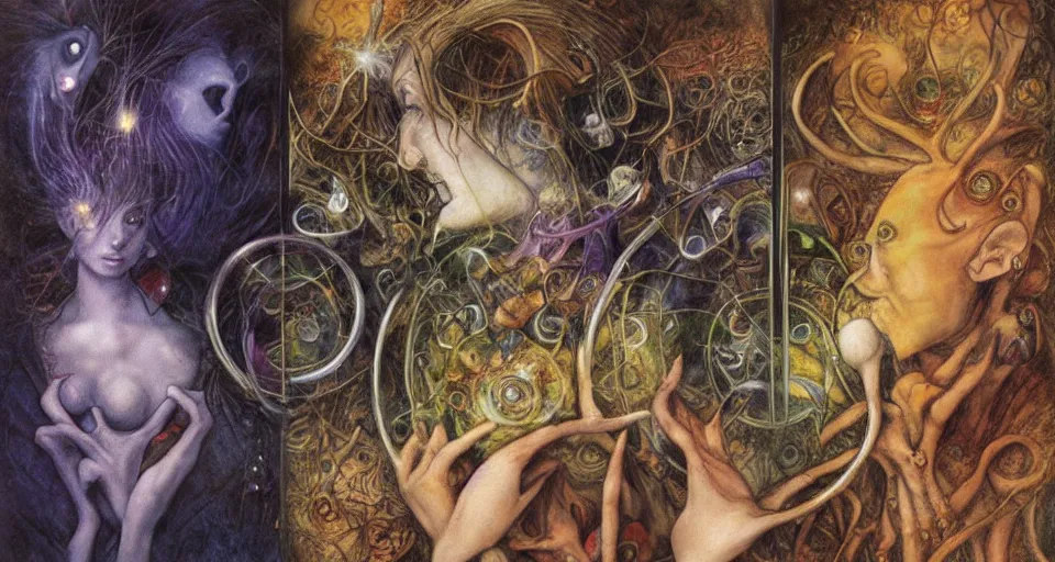 Prompt: the two complementary forces that make up all aspects and phenomena of life, by Brian Froud