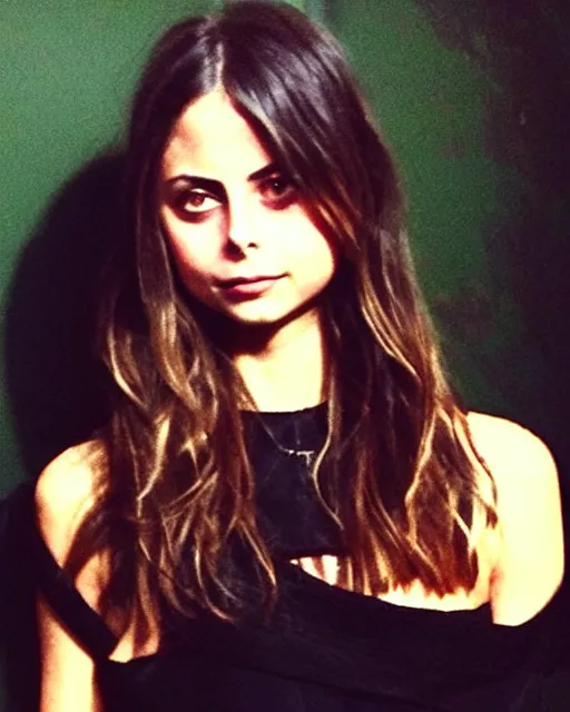 Image similar to style of claude lorrain : : gorgeous willa holland : : evil witch, swirling black magic, black dress : : symmetrical face, symmetrical eyes : : full body pose : : gorgeous black hair : : magic lighting, low spacial lighting : :