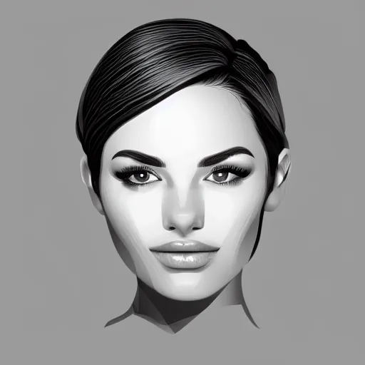 Prompt: one beautiful woman face, illustration on a grey flat background