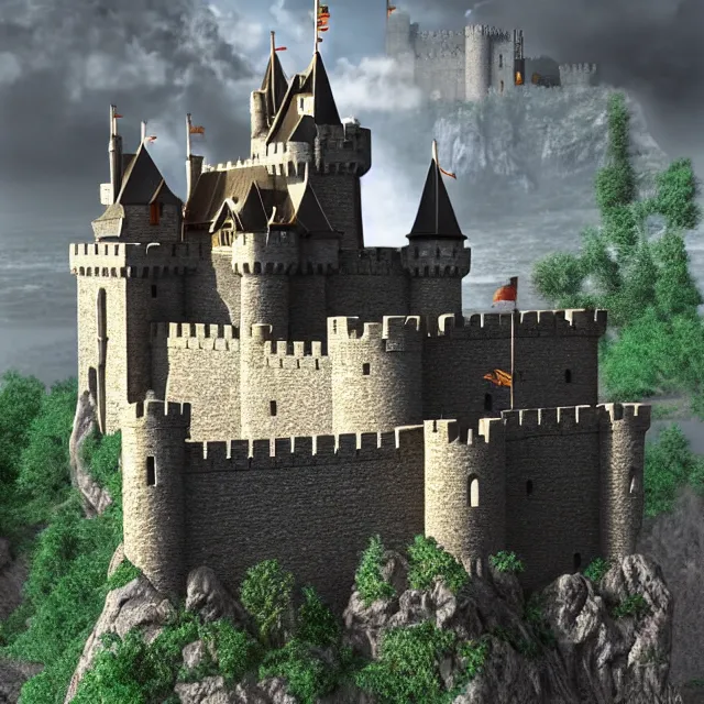 Image similar to castle, highly detailed, 4 k, hdr, smooth, sharp focus, high resolution, award - winning photo, photorealistic