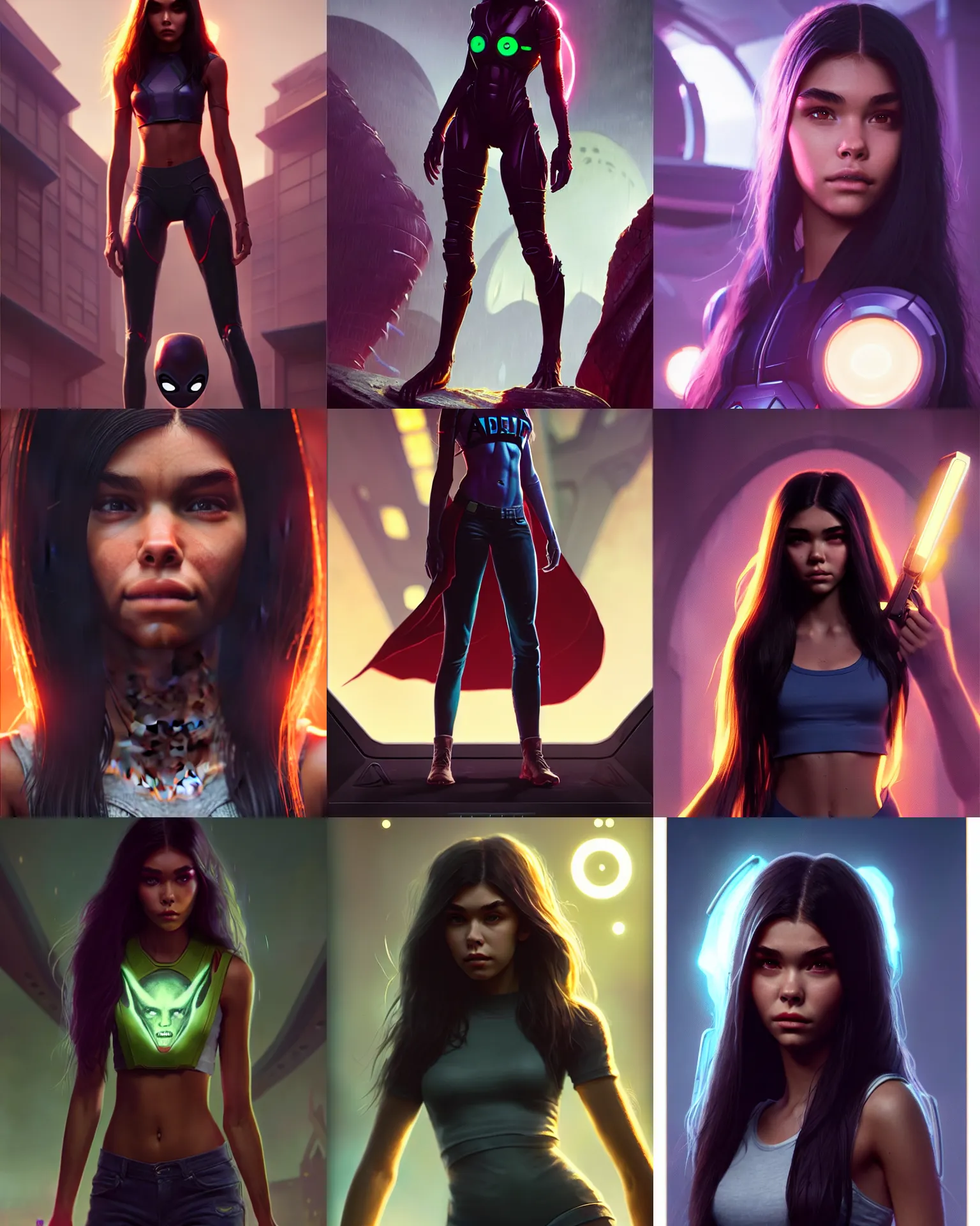 Prompt: madison beer : : college woman : : as alien female by marvel trading card : : by greg rutkowski, wlop, unreal engine, sweaty 4 k, hdr, : :