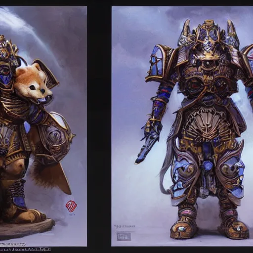 Prompt: wearing warhammer 4 0 k skullknight armor, anthropomorphic shiba inu, shiba inu face, stuning 3 d render, masterpiece, glowing aura, by donato giancola and greg rutkowski and wayne barlow and zdzisław beksinski, realistic face