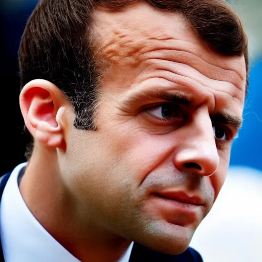 Prompt: pimples on the face of Macron, Emmanuel Macron with pimples on the face, spots, scabs, crust, lots of pimples