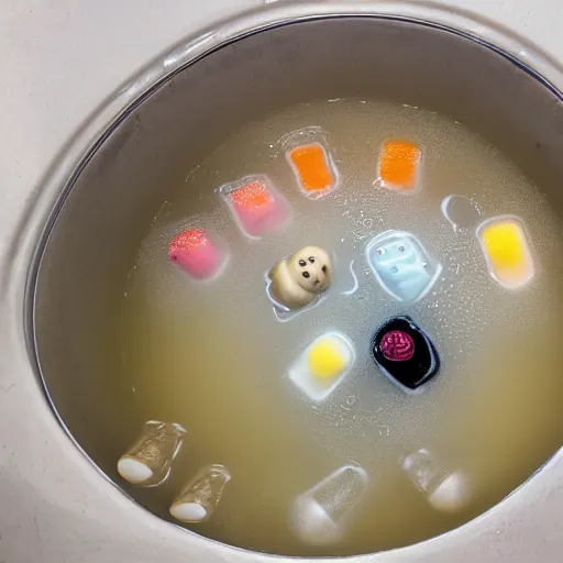 Prompt: photo of bathtub filled with boba tea