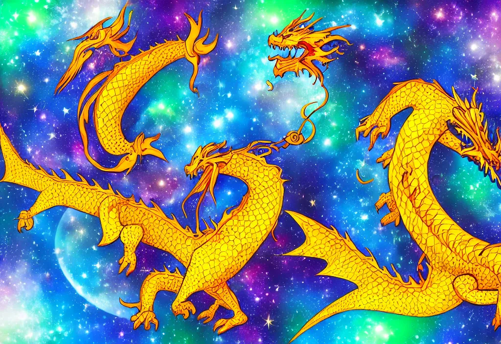 Image similar to Dragon at space with realistic and colourful testure