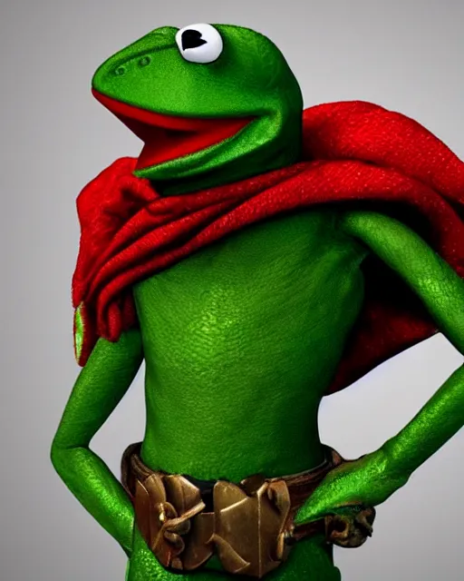 Image similar to Stylized Artistic Render of Kermit the Frog wearing the God emperor of mankind's armor warhammer