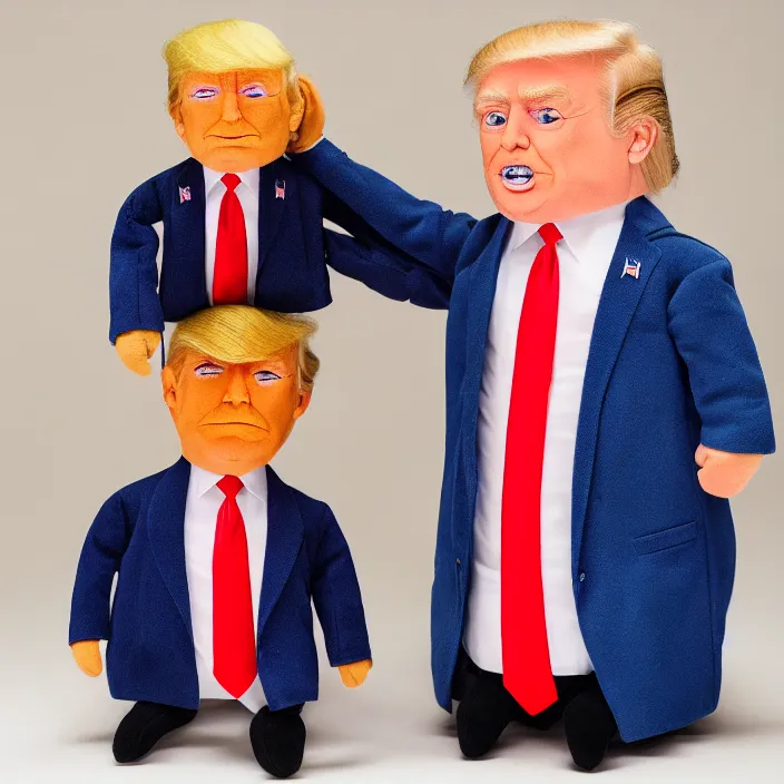 Image similar to donald trump, an plush of donald trump, plush, detailed product photo, detailed and well - designed