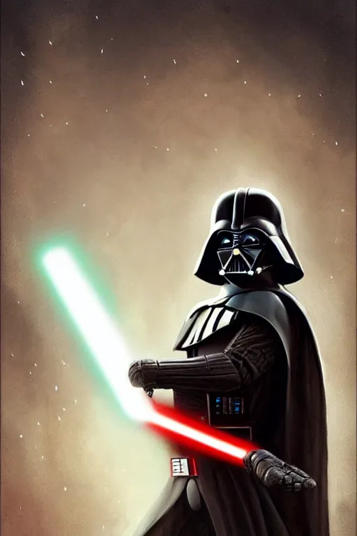 Image similar to happy darth vader. clean elegant painting, beautiful details. by artgerm and greg rutkowski