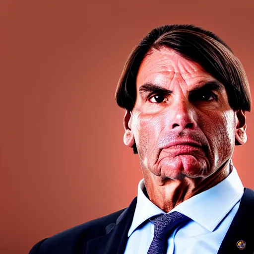 Prompt: a photo portrait of jair bolsonaro politician with a corona virus swarm of spores on his skin, depth of field dramatic red lighting, viruses flocking, mean face,