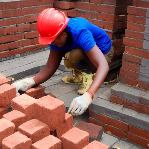 Image similar to a female bricklayer laying bricks