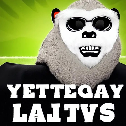 Prompt: Logo for a fantasy football league, Yeti Mascot, Text: Yeti Is Real