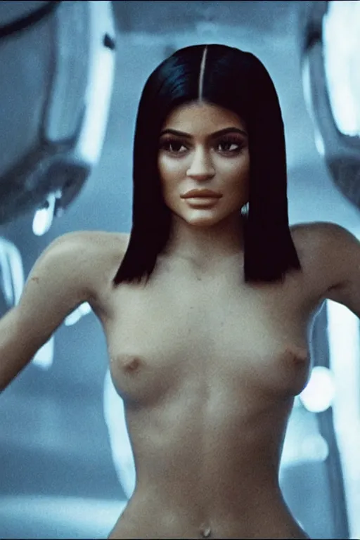 Image similar to film still of kylie jenner in the movie Alien, xenomorph mounted on her, action shot, kylie unconscious, cinematic, 4k.