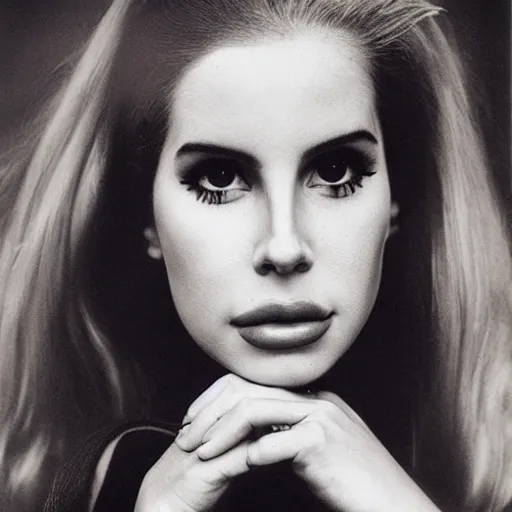 Image similar to portrait of lana del rey photographed by richard avedon