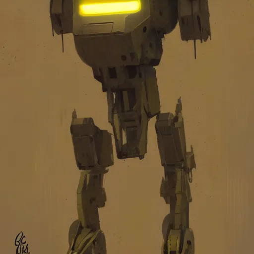 Image similar to tall yellow pit droid, by Greg Rutkowski