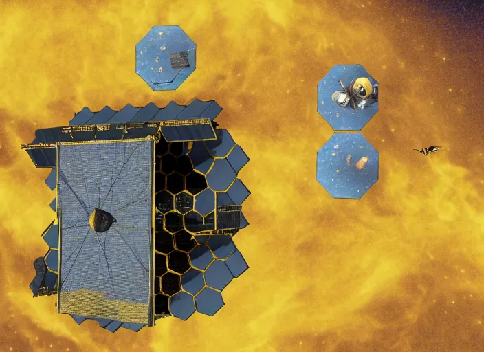 Image similar to the james webb space telescope as illustrated by leonardo da vinci