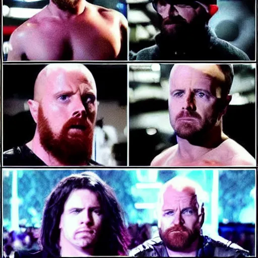 Prompt: Jesse Pinkman and Heisenberg as wwe wrestlers