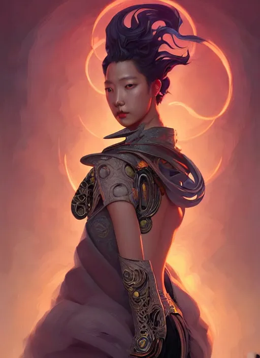 Image similar to Park Shin Hye as a super villain, luxurious, fantasy, intricate, elegant, highly detailed, digital painting, artstation, concept art, matte, sharp focus, illustration, art by WLOP and Peter Mohrbacher and James Jean, masterpiece, Refined, upscaled