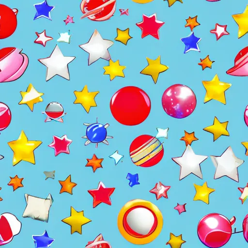 Prompt: a tileable seamless space@themed wallpaper designed for kids