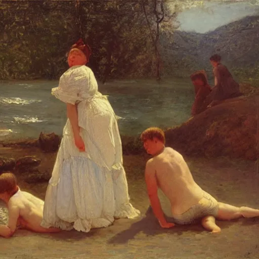 Image similar to The last day in paradise, oil on canvas, 1883