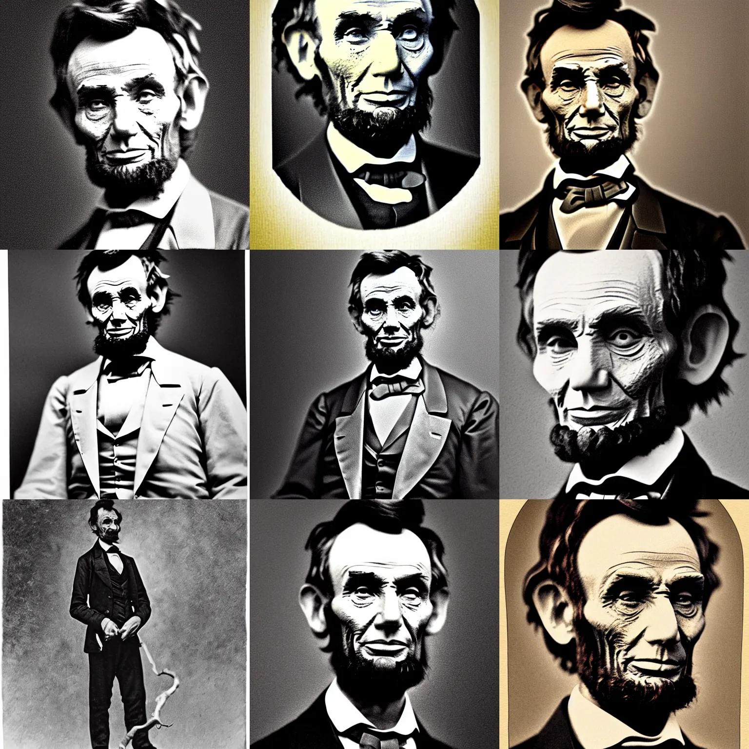 Prompt: Skinwalker in the form of Abraham Lincoln