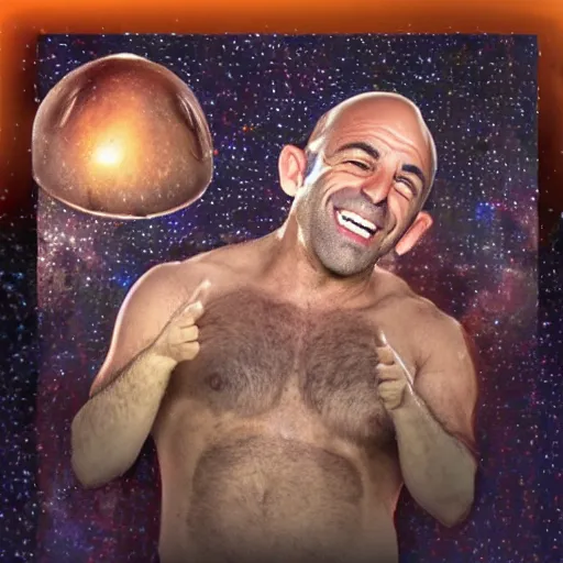 Image similar to Joe Rogan on a UFO with Aliens eating mushrooms and laughing, realistic