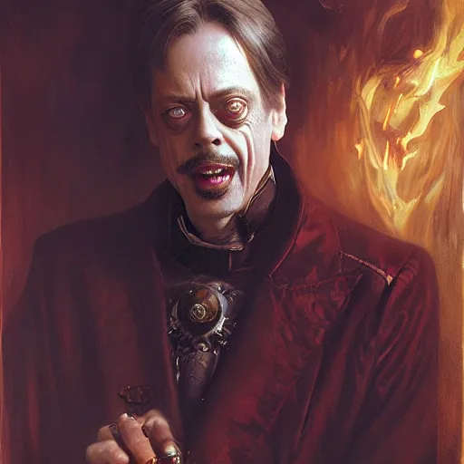 Prompt: steve buscemi as an evil warlock,, highly detailed painting by gaston bussiere, craig mullins, j. c. leyendecker, 8 k