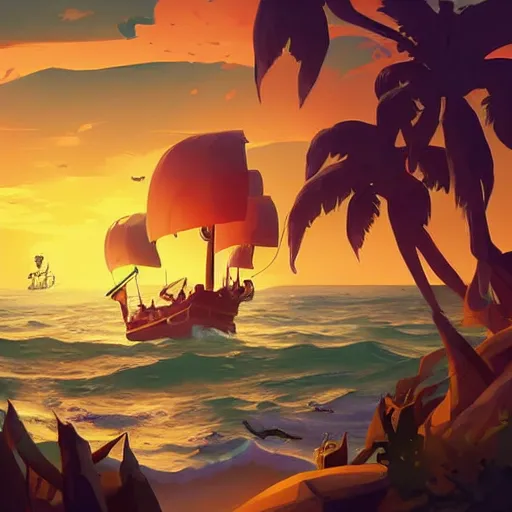 Image similar to painting treasure on sea of thieves game smooth median photoshop filter cutout vector, behance hd by jesper ejsing, by rhads, makoto shinkai and lois van baarle, ilya kuvshinov, rossdraws global illumination