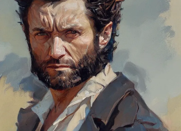 Prompt: a highly detailed beautiful portrait of wolverine gregory manchess, james gurney, james jean