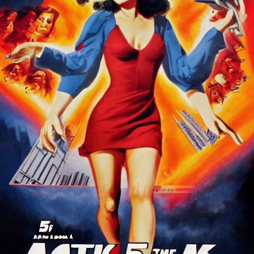 Prompt: attack of the 5 0 ft woman movie poster print