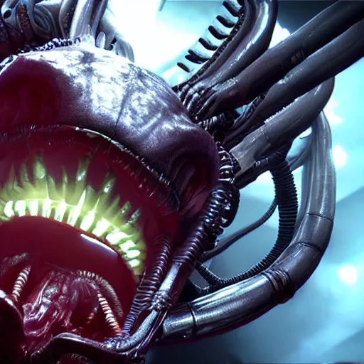 Prompt: Alien Isolation VR mod, horrifying xenomorph jumpscare RTX 4K