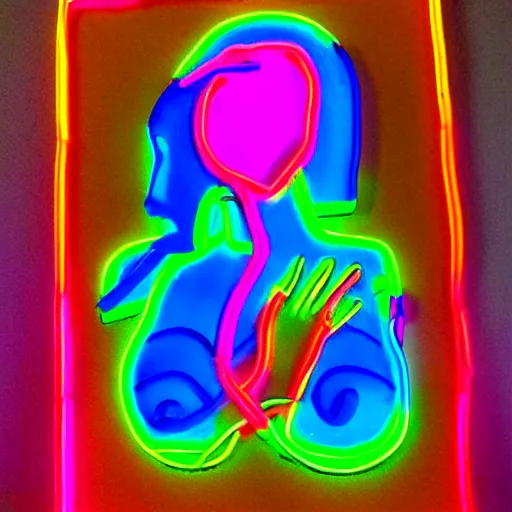 Image similar to a womens body 3 d neon art