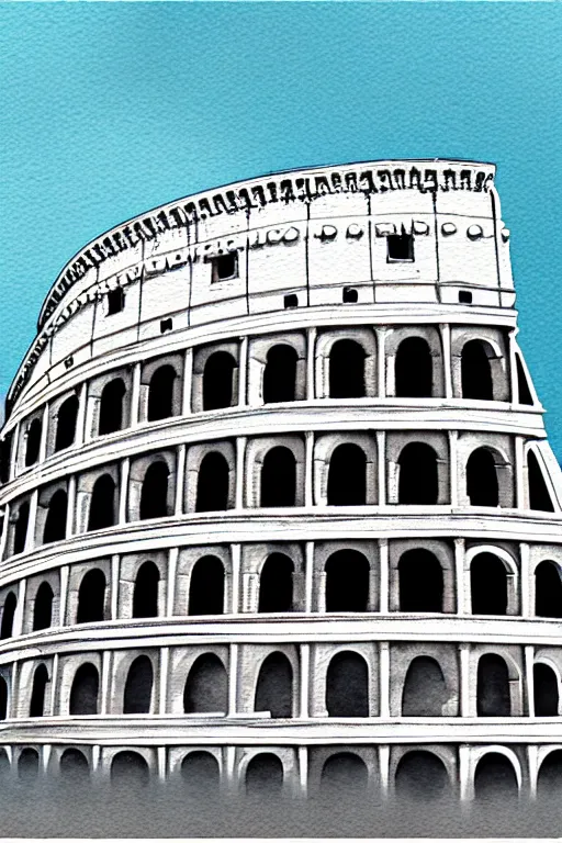 Image similar to minimalist watercolor art of the colosseum in rome, illustration, vector art